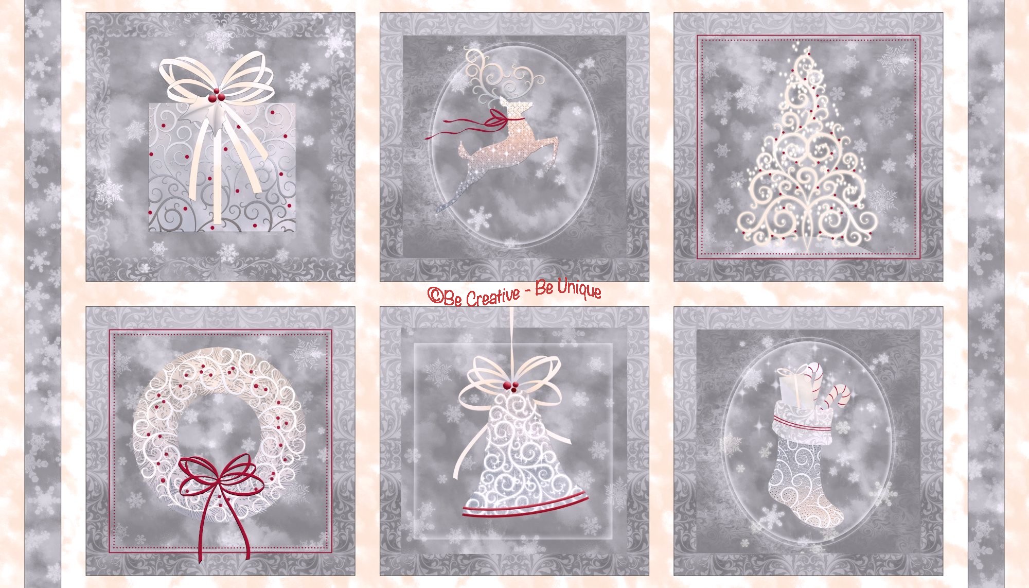 Cotton by Quilting Treasures - Holiday Elegance Squares Panel