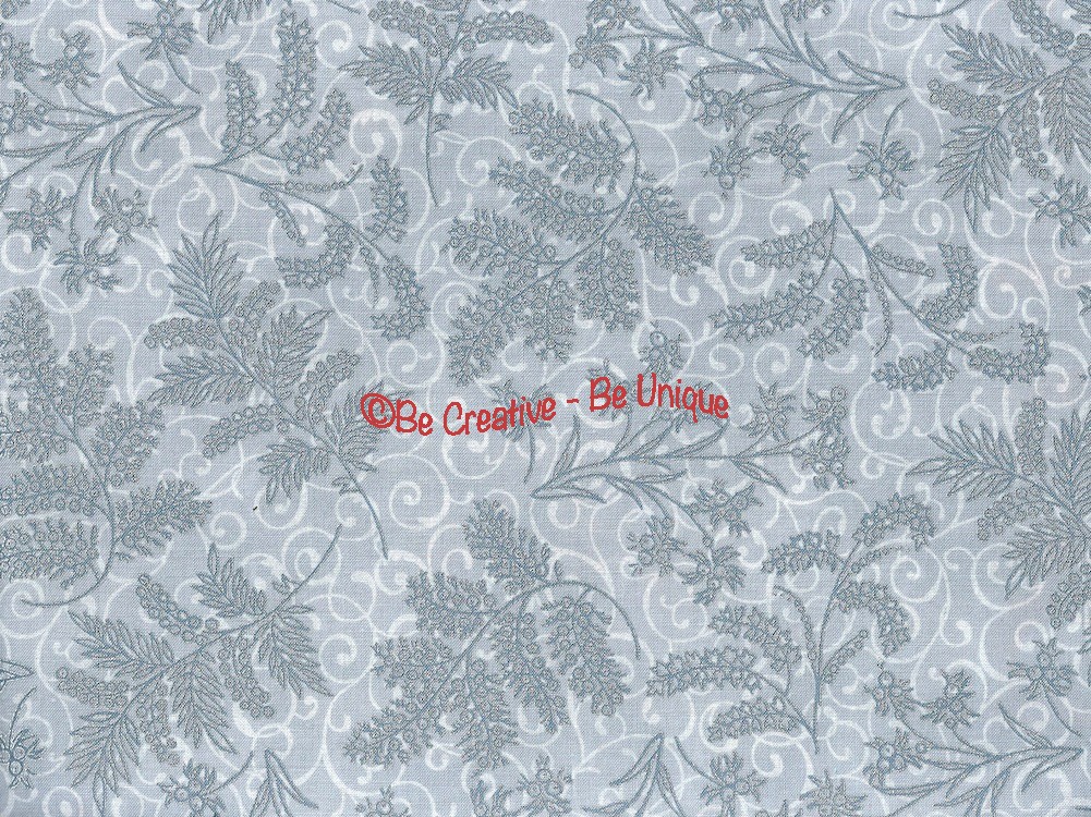 Fat Quarter - Cotton by Hoffman - Silver Metallic Christmas Thistle