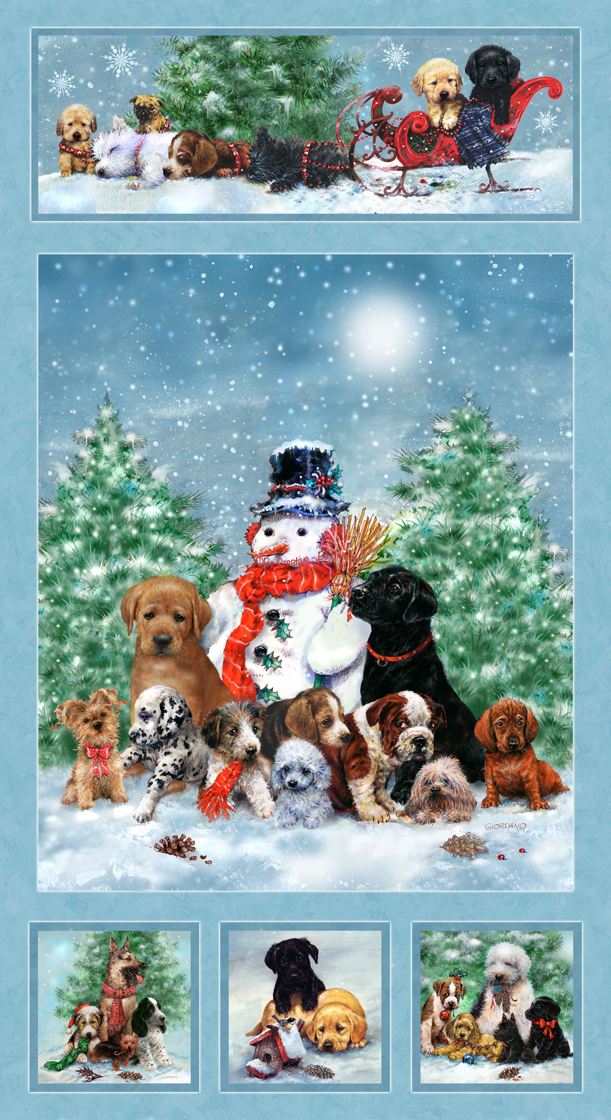 Cotton by SPX Fabrics - Holiday Pups Panel