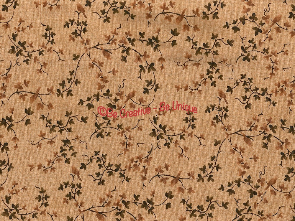 Fat Quarter - Cotton by Stof - Misty Branches and Birds - Beige 