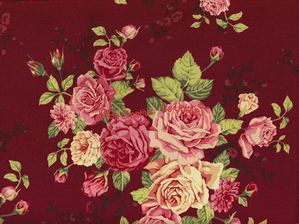 Cotton by Stof - Large Roses - Wine