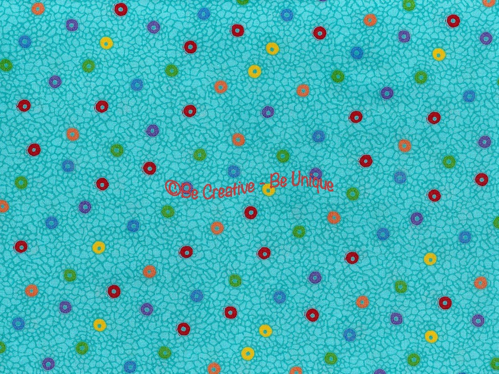 Cotton by Stof - Multicoloured Circles on Teal