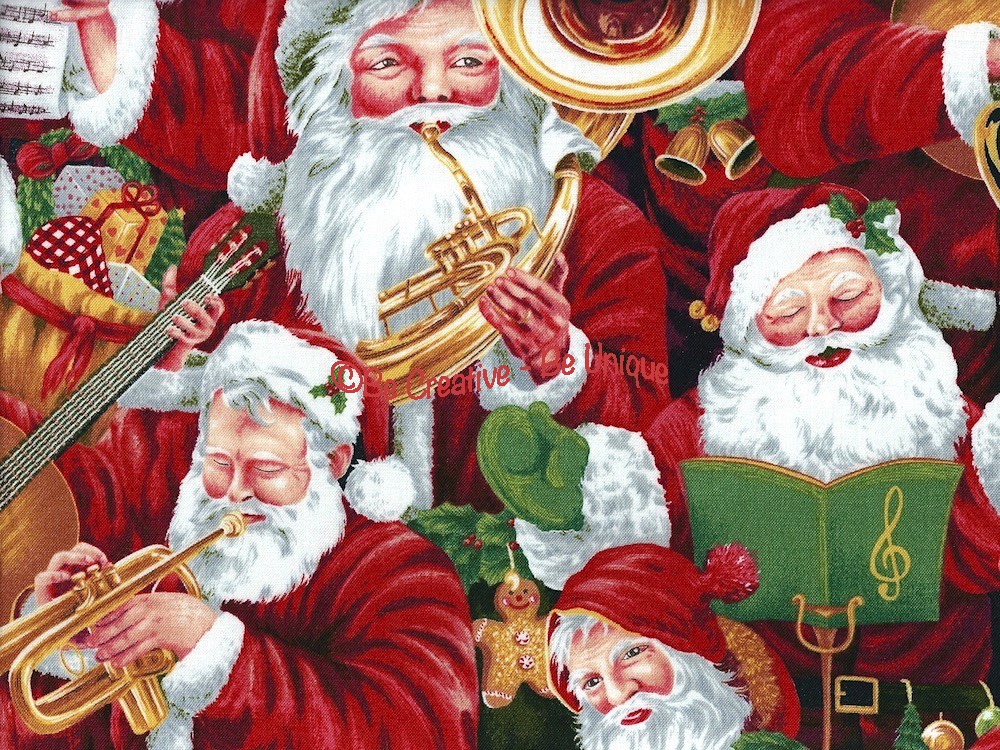 Fat Quarter - Cotton by Nutex - Musical Christmas - Santa Claus
