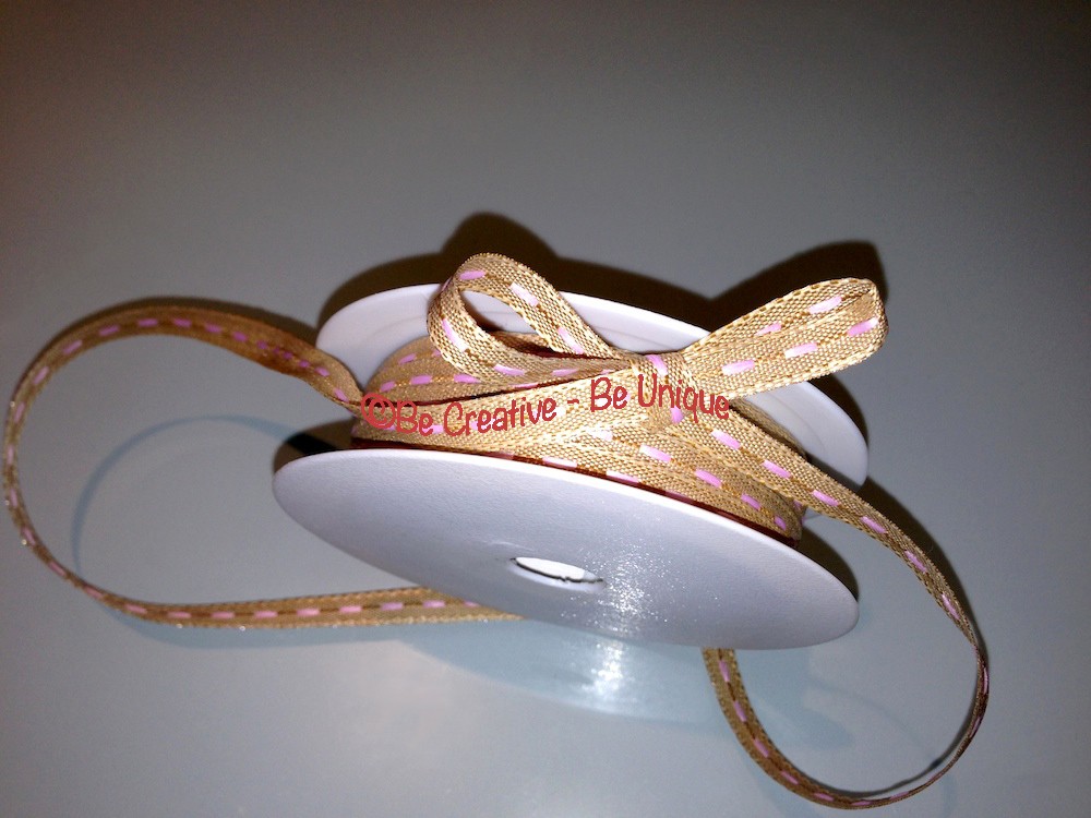 Natural Centre Stitch Ribbon - Pink