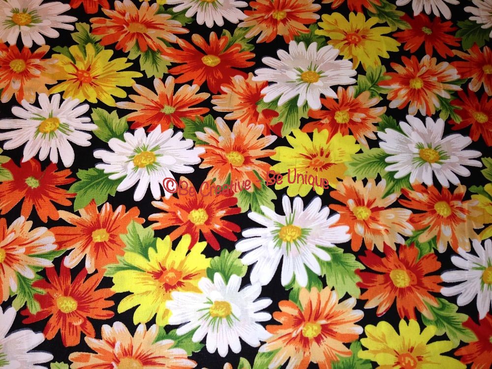 Cotton Poplin - Flowers - Orange
