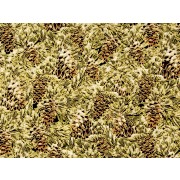 Fat Quarter - Cotton by Hoffman - Gold Metallic Pinecones