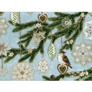 Cotton by Hoffman - Birds, Ornaments and Pine Boughs