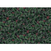 Fat Quarter - Cotton by Hoffman - Silver Metallic Holly