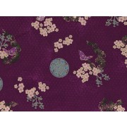 Fat Quarter - Cotton by Hoffman - Oriental Flowers and Butterflies