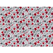 Cotton by Stof - Red and Grey Lovehearts