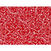 Cotton by Henry Glass - Holiday Frost  - White Twirls on Red