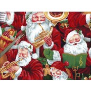 Fat Quarter - Cotton by Nutex - Musical Christmas - Santa Claus