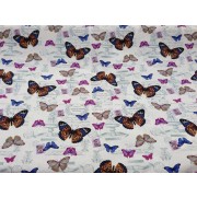 Fat Quarter - Cotton Canvas - Vintage Butterflies - Cream