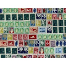 Fat Quarter - Cotton by Hoffman - Christmas Postal Stamps