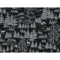 Fat Quarter - Cotton by Hoffman - Silver Metallic Forest Silhouette
