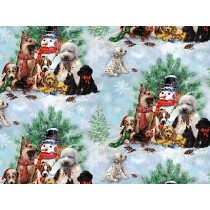 Cotton by SPX Fabrics - Puppies Christmas Scenes