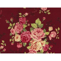 Fat Quarter - Cotton by Stof - Large Roses - Wine