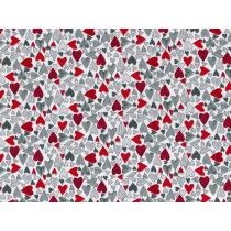 Cotton by Stof - Red and Grey Lovehearts