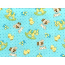 Fat Quarter - Cotton by Henry Glass - Puppies and Rocking Horse