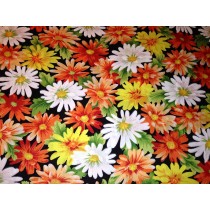 Cotton Poplin - Flowers - Orange
