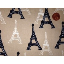 Cotton Poplin - Eiffel Tower - Tan