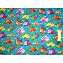 Polycotton - Fishes - Turquoise