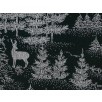 Fat Quarter - Cotton by Hoffman - Silver Metallic Forest Silhouette