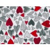 Fat Quarter - Cotton by Stof - Red and Grey Lovehearts