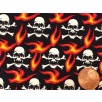 Cotton Poplin - Gothic Skull and Flames - Black
