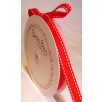 Saddle Stitch Grosgrain Ribbon - Poppy Red/White