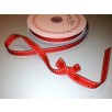 Saddle Stitch Grosgrain Ribbon - Poppy Red/White