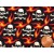 Cotton Poplin - Gothic Skull and Flames - Black